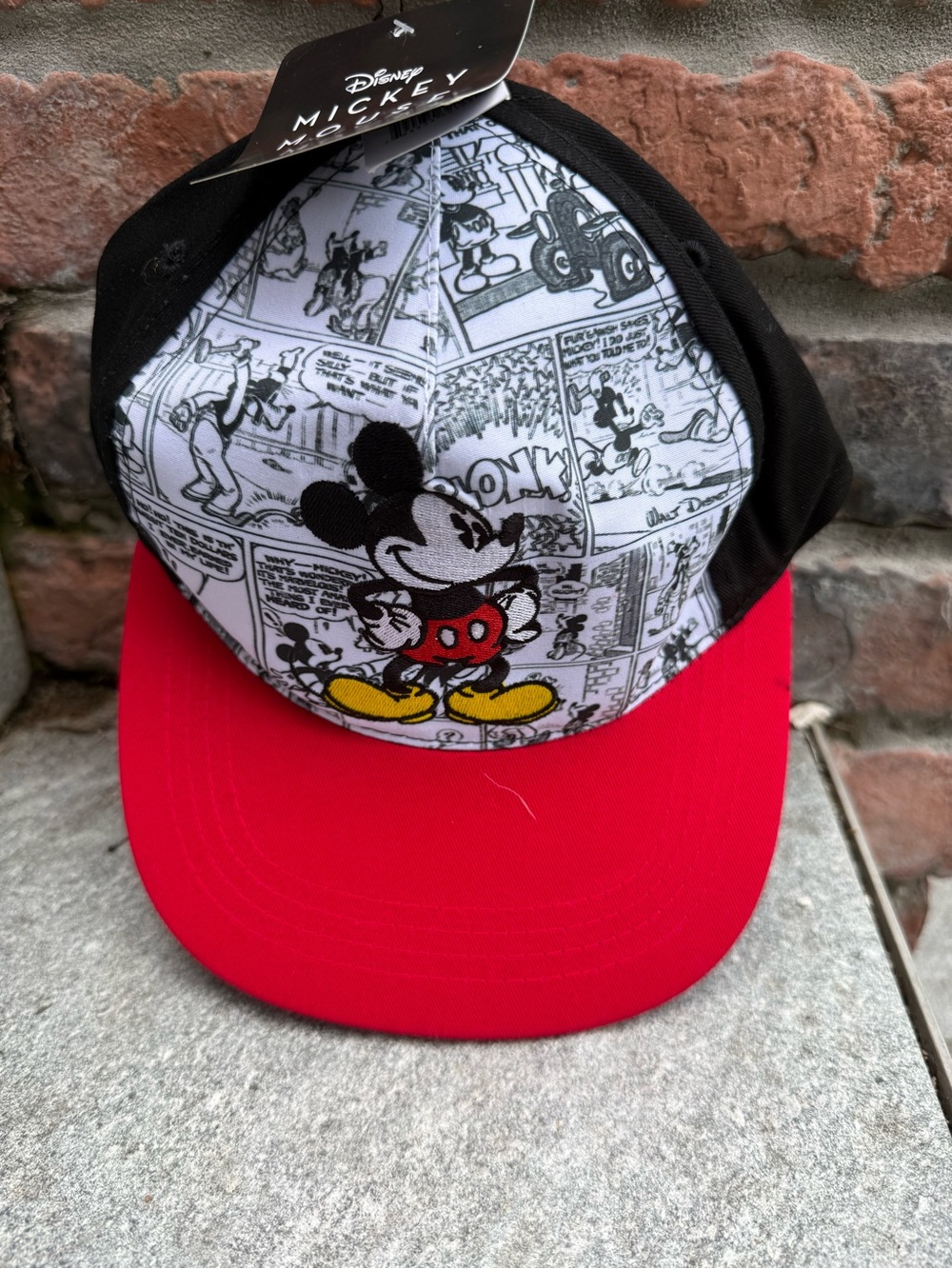 Disney Mickey Mouse Comic Panel Cap - Black, Red, White